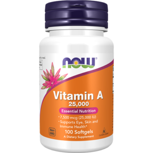 Now Vitamin A 25,000 IU capsules