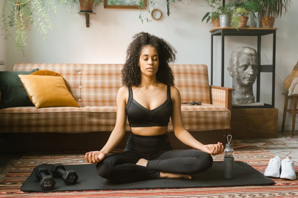 a woman meditating